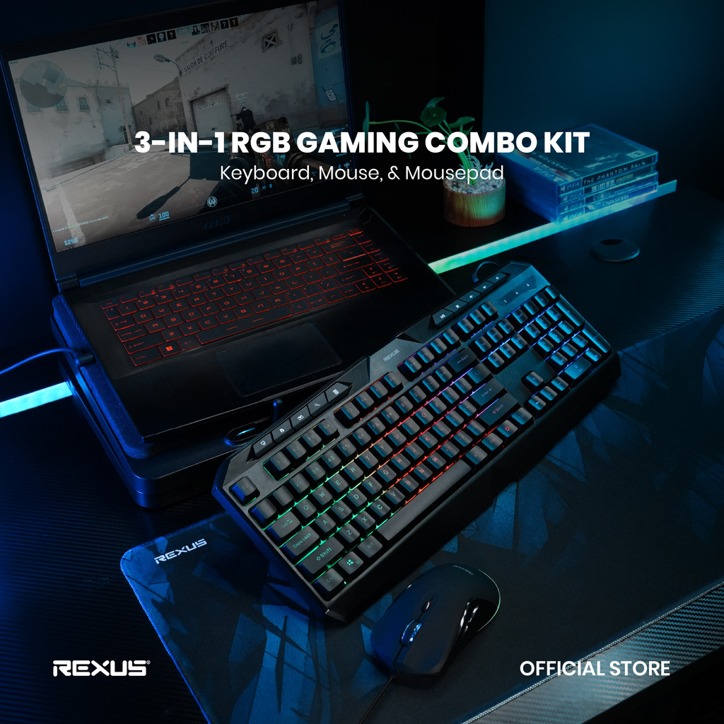 Rexus Warfaction VR4 3in1 Gaming Combo Kit - Keyboard Mouse Mousepad Gaming RGB (4)