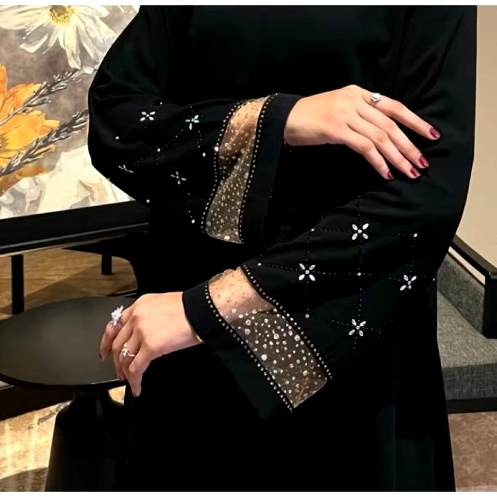 Gamis Abaya Qanita Dress Anti Uv Premium Gamis Abaya Haji Dan Umroh Payet Swarovski Mewah Model Terbaru
