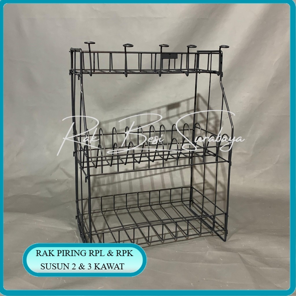 Jual Rak Piring RPL & RPK hitam knockdown/Rak kawat tebal/Rak wastafel ...