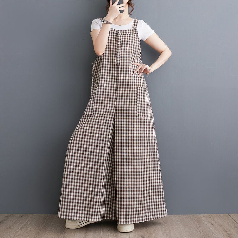 Jual FADFAD | Jumpsuit Wanita Motif Kotak-Kotak | Desain Longgar Tanpa ...