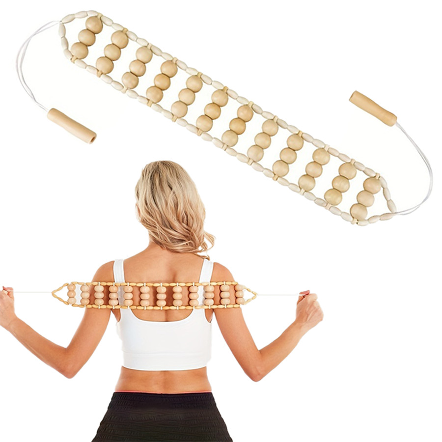 Jual Wood Back Massage Roller Rope Tool,Wood Massage Tools,Portable ...