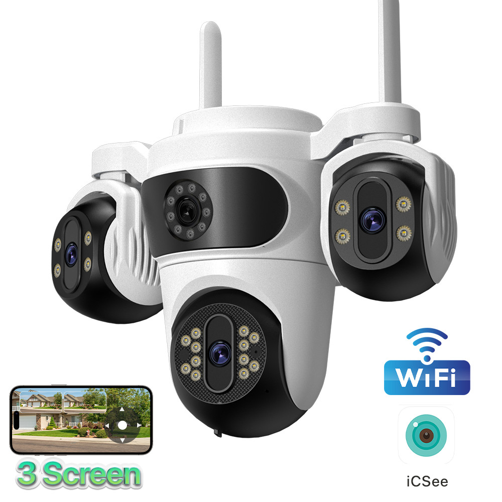 Jual IP Camera Three Screen PTZ Camera Outdoor WiFi Auto Tracking ...