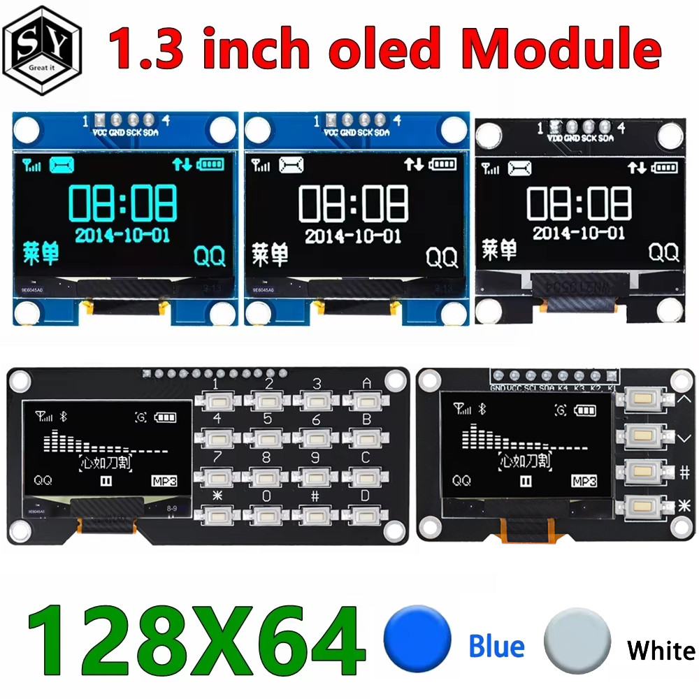 Jual 1.3 in oled IIC Serial White OLED say Module 128X64 I2C SSD 12864 ...