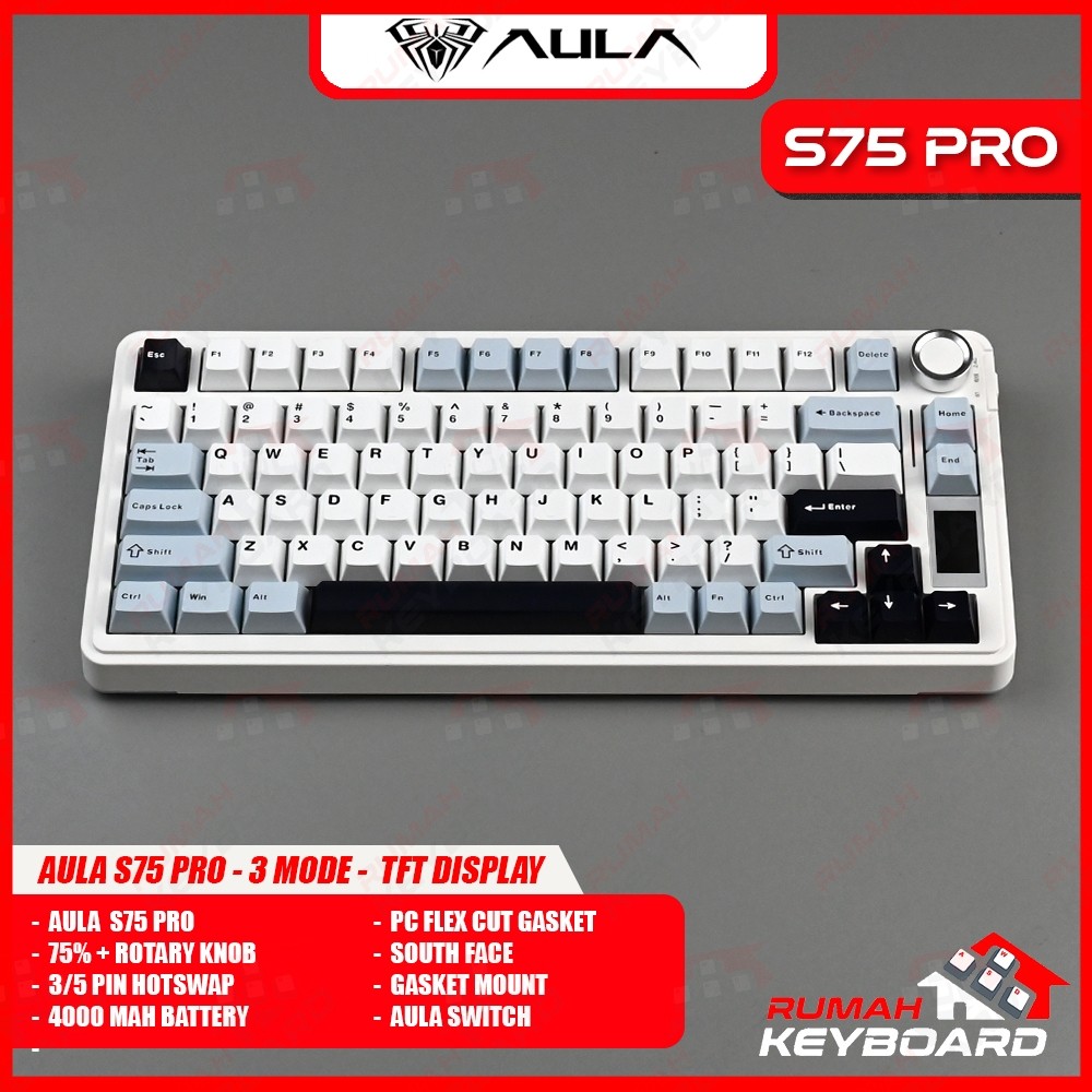 Jual AULA S75 PRO - 75% - 3 Mode Connection - TFT Display - Gasket ...