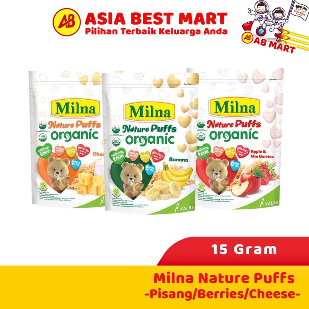Jual Milna Nature Puffs Organic Pisang Berries Cheese 15 Gr Cemilan ...