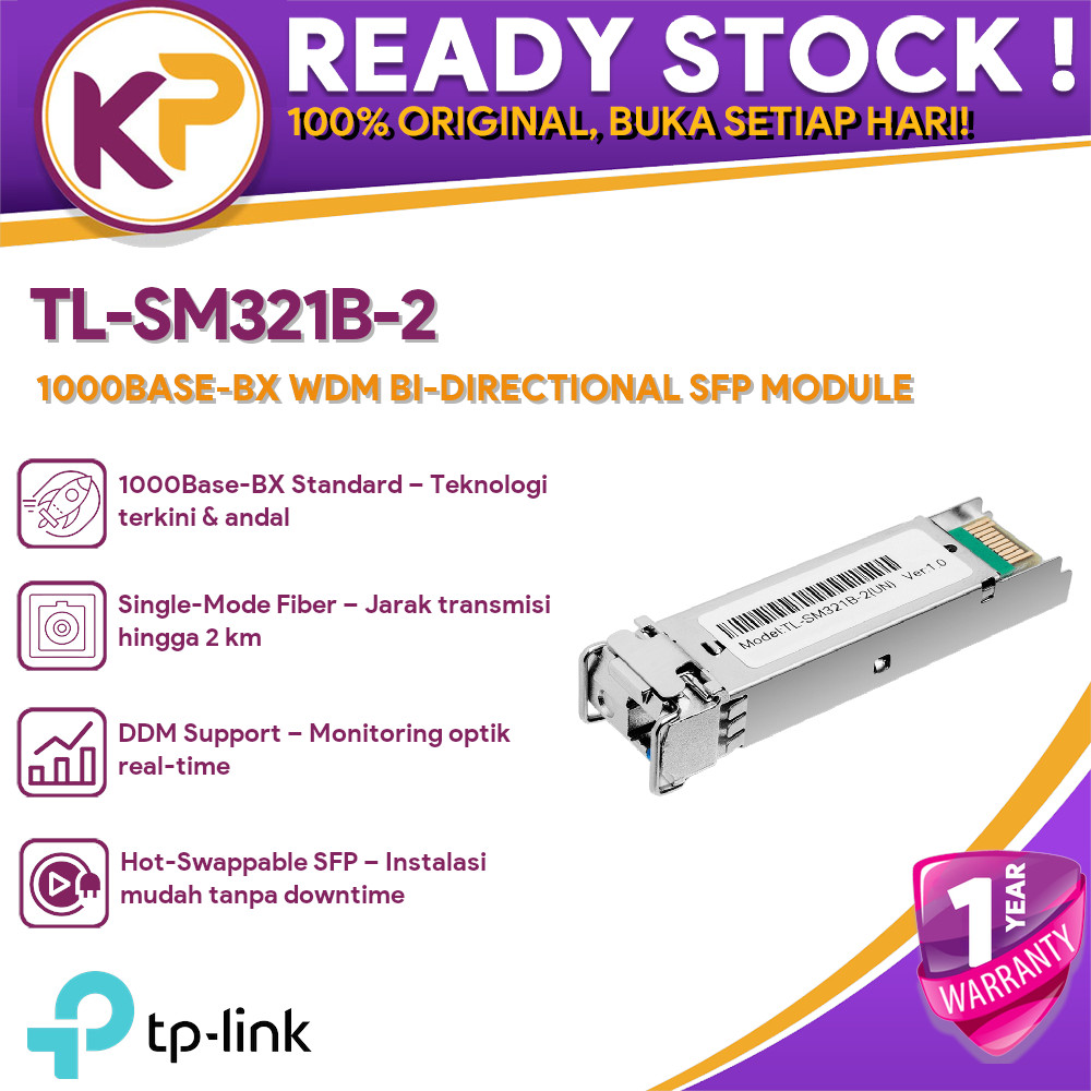 Jual TP-LINK TL-SM321B-2 1000BASE-BX WDM BI-DIRECTIONAL SFP MODULE ...