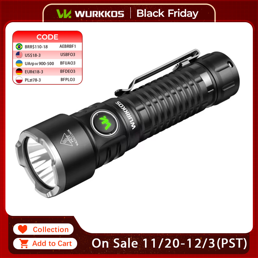 Jual Wurkkos TS28 21700 Rechargeable Tactical Flashlight USB-C Port ...