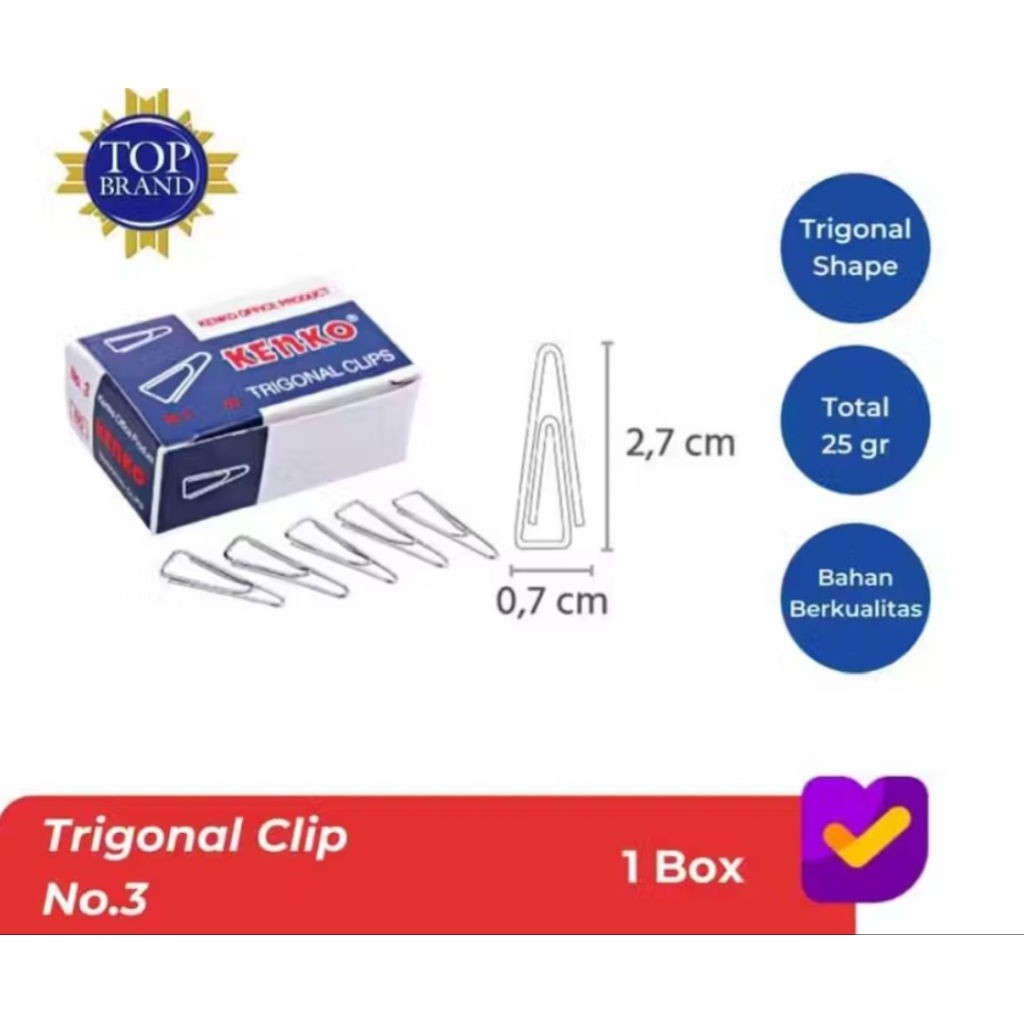 Jual Trigonal clip/Paper clip Kenko No.3 ( 1pak/10ktk ) | Shopee Indonesia