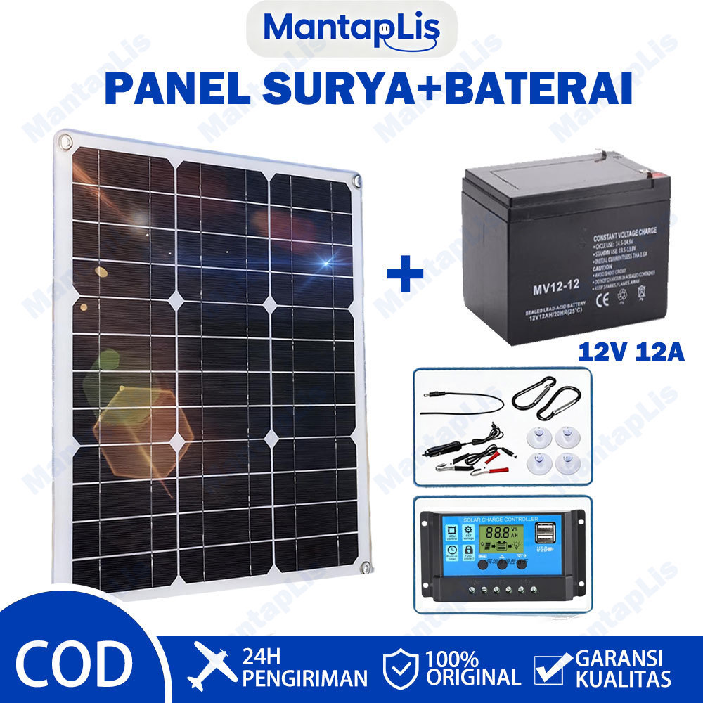 Jual 60W-150W Panel Surya Solar Panel + Aki sprayer elektrik 12V12Ah ...