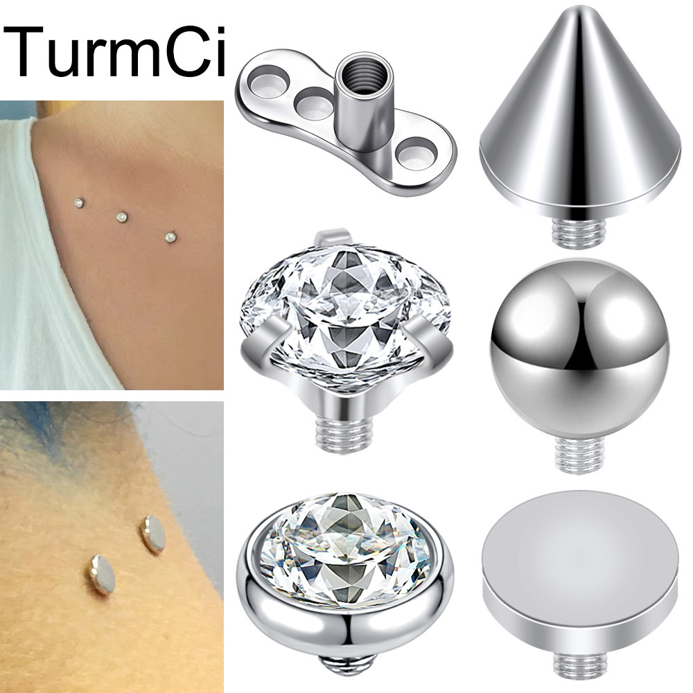 Jual TurmCi 1 Buah Stainless Steel Dermal Anchor Kristal Anti Allergy ...