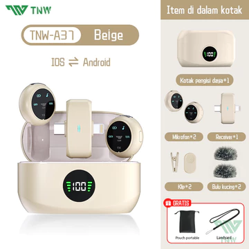 TNW A37 2 In 1 Wireless Microphone Dual Magnetic Lavalier Mikrofon Plug Play Clip On Mic