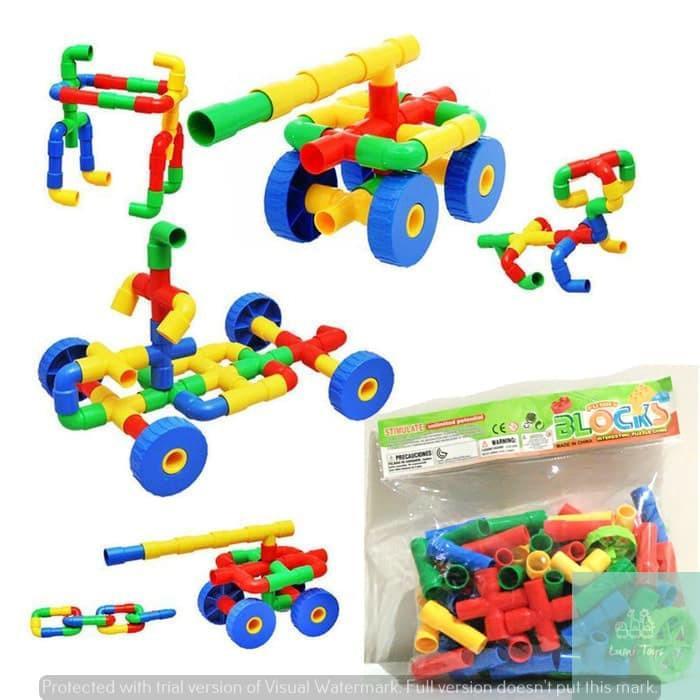Jual Lumi Toys Mainan Anak Block Brick Model Pipa Pipe Roda | Shopee ...