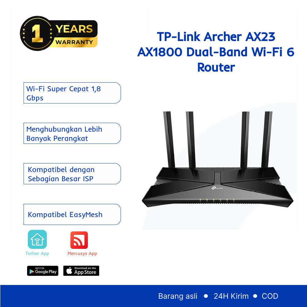 Jual TP-Link Archer AX23 | AX1800 WiFi 6 Router | Dual Band | Gigabit ...