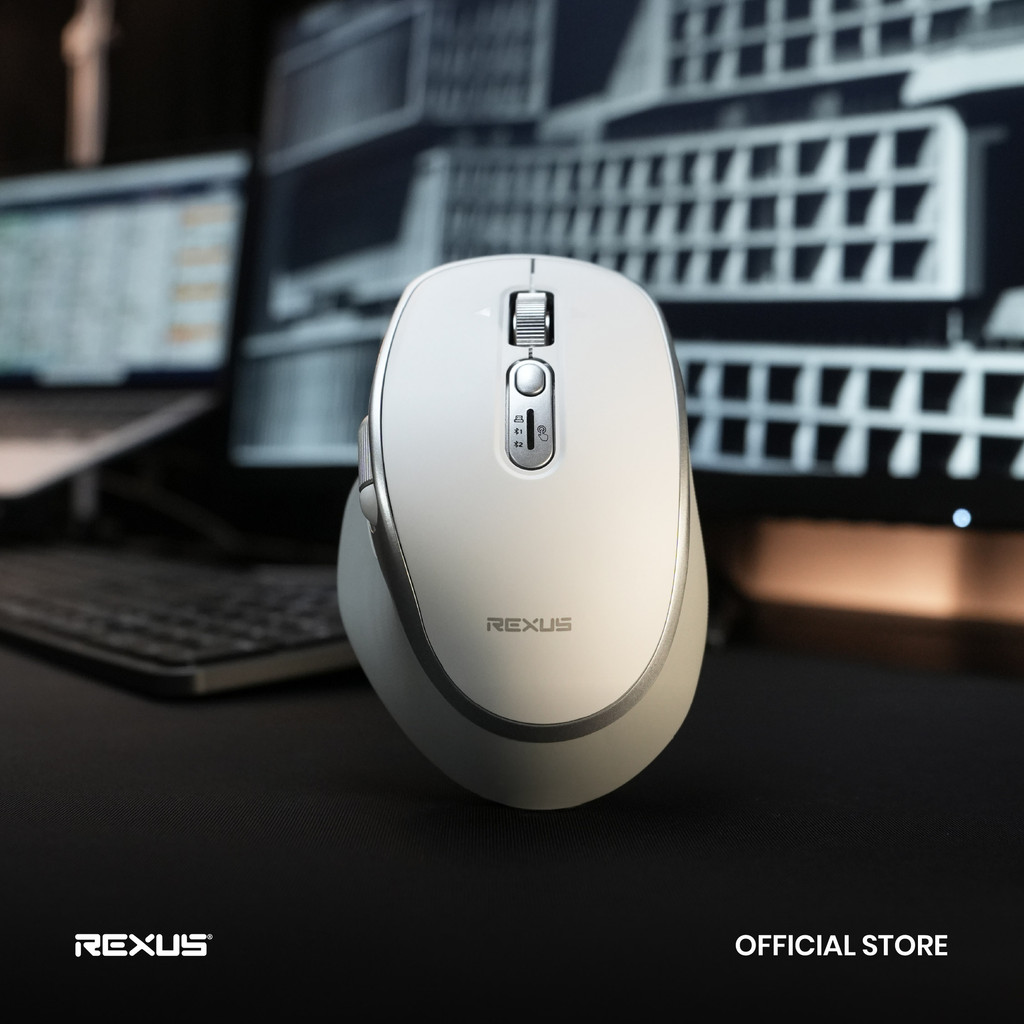 Rexus Flow QZ20 Mouse Office Wireless Ergonomic Silent Click - AeroSpin Wheel & Horizontal Scroll Mode (5)