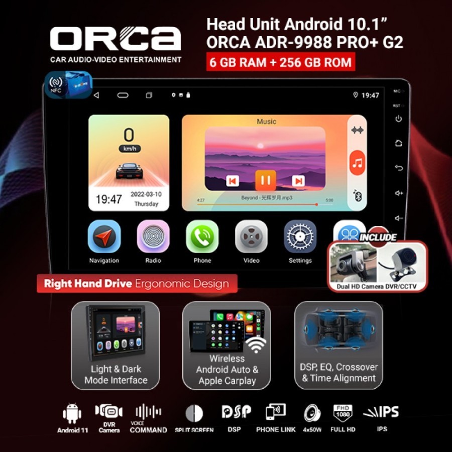 Jual ORCA PRO+ G2 10 Inch Head Unit Android 10 inch QLED RAM 6GB ROM ...
