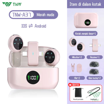 TNW A37 2 In 1 Wireless Microphone Dual Magnetic Lavalier Mikrofon Plug Play Clip On Mic