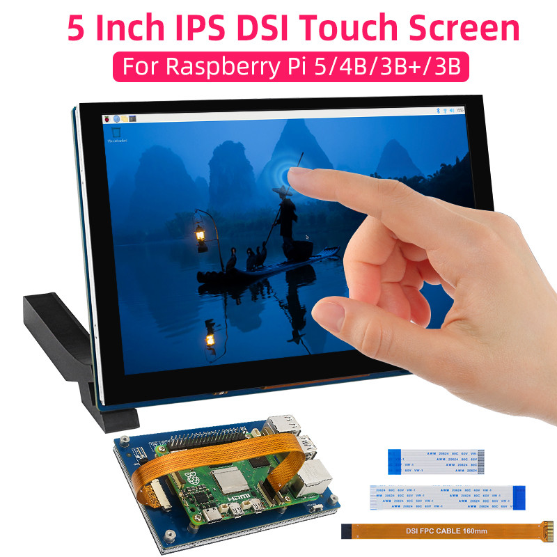 Jual Raspberry Pi 5 Inch DSI LCD Capacitive Touch Screen 800x480 MiPi ...