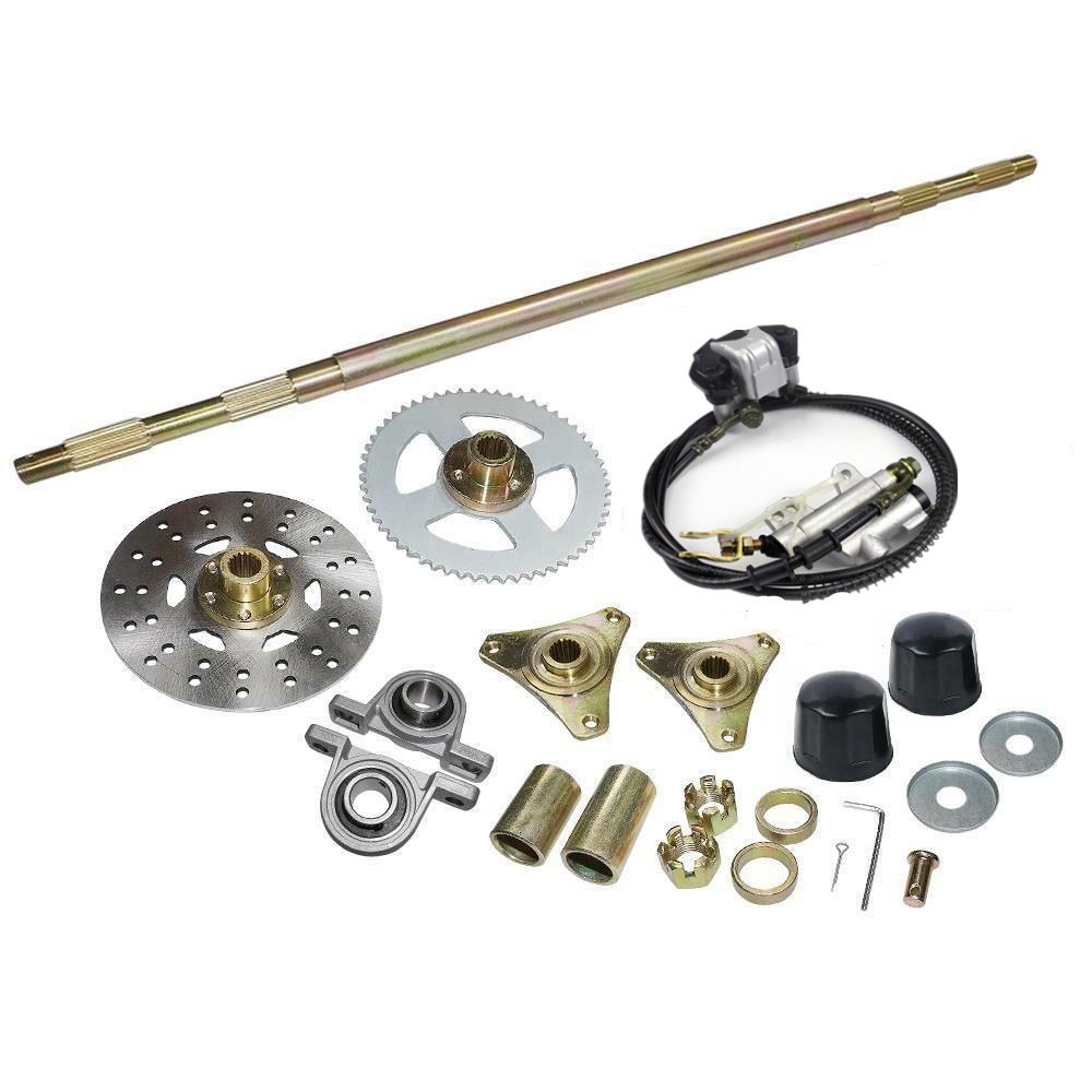 Jual 740mm Go Kart Rear Axle Assembly Wheel Brake Kit Master Hub sc ...