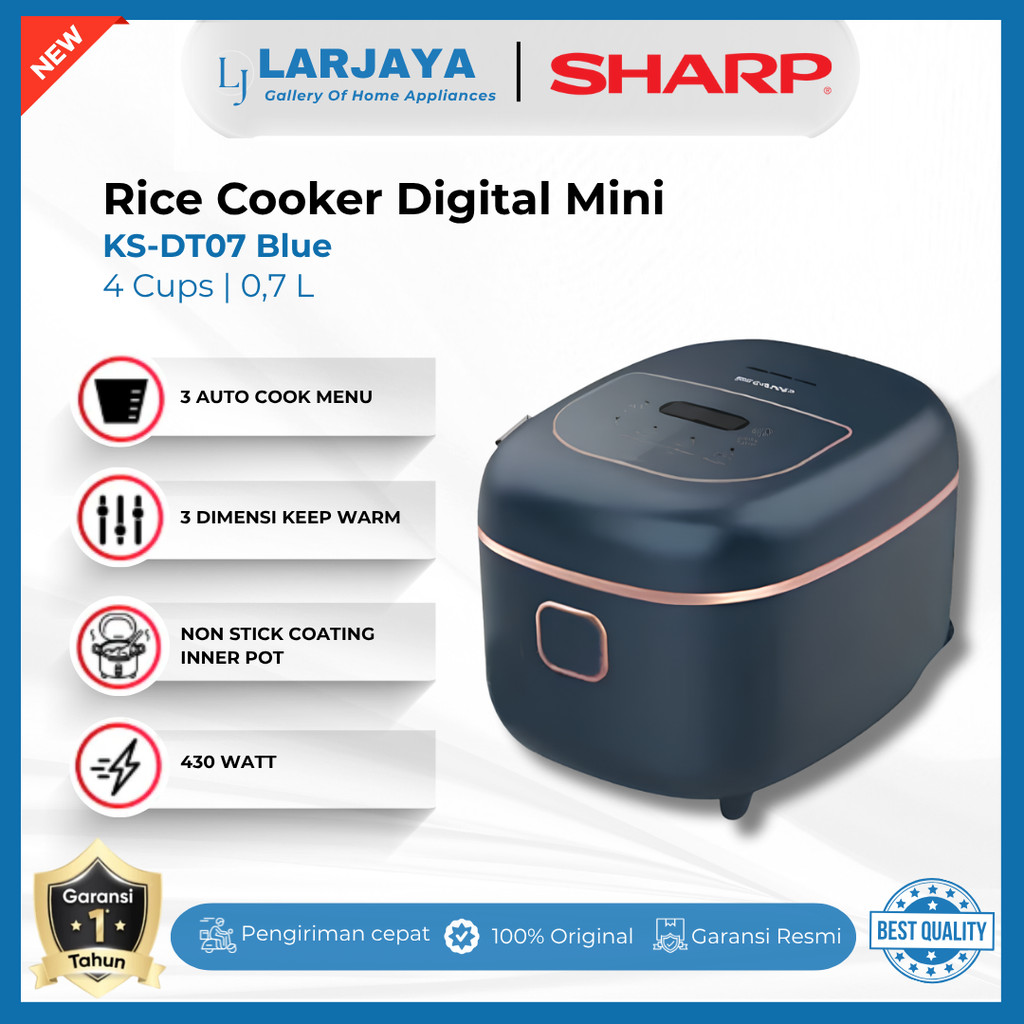 Jual Sharp Rice Cooker Dgital Mini 0,7L KS-DT07-BL/WH Dengan 3 Auto ...