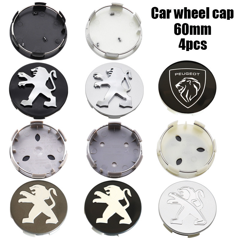 Jual LL 4pcs 60mm Peugeot logo Car wheel emblem Wheel Center Hub Cap ...