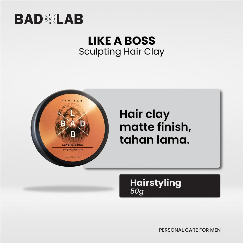 Jual Hair Clay Pria Anti Iritasi — BAD LAB Like A Boss Sculpting Clay ...