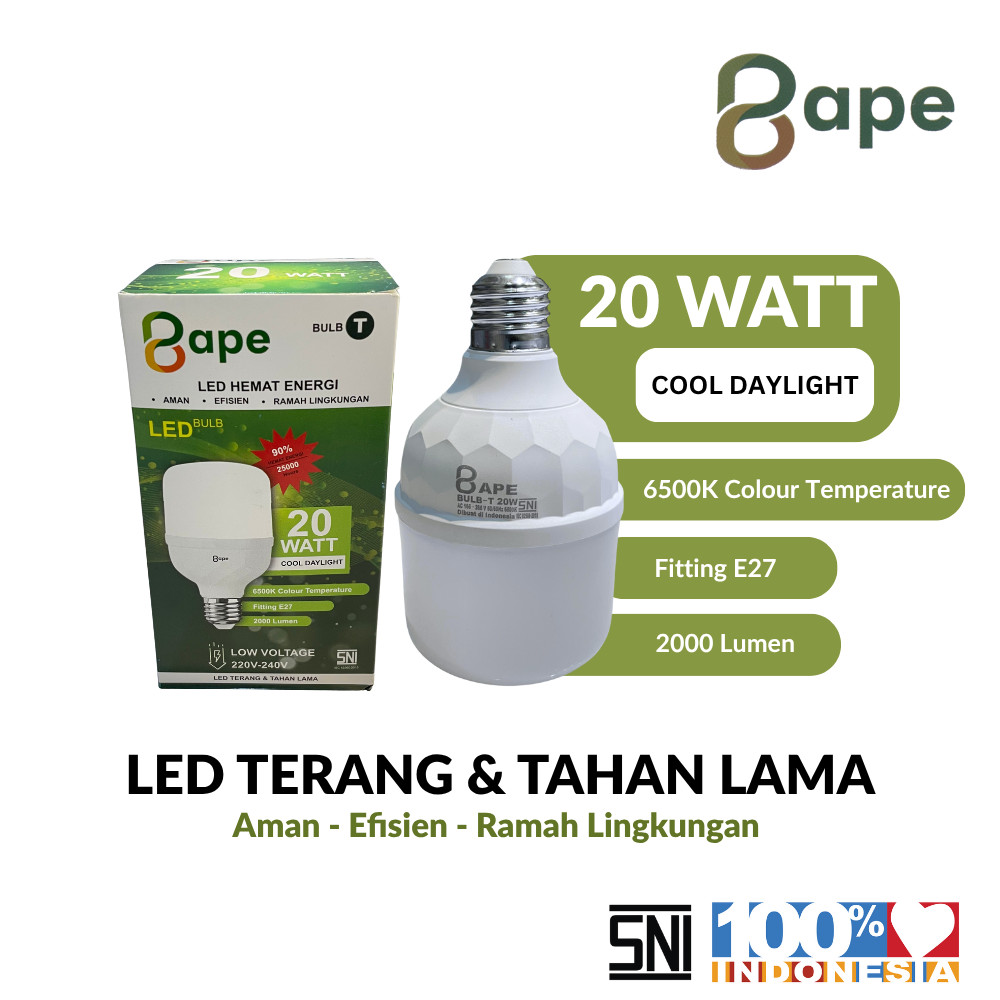 Jual BAPE Lampu Bohlam LED Kapsul Capsule 20 Watt Putih Cool Daylight ...