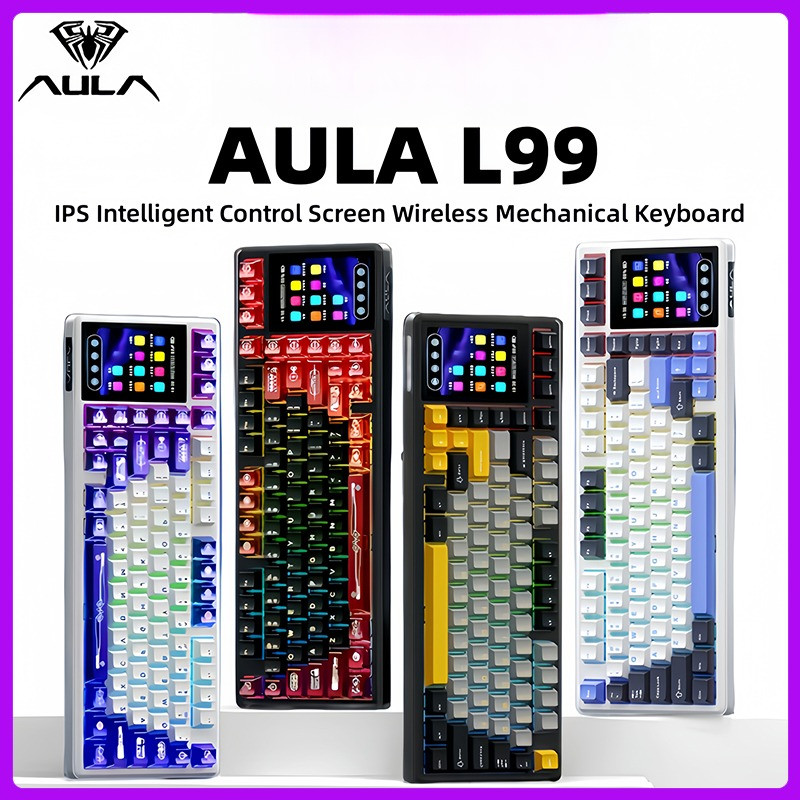 Jual AULA L99 Wireless Mechanical Keyboard IPS Touch Screen Display ...
