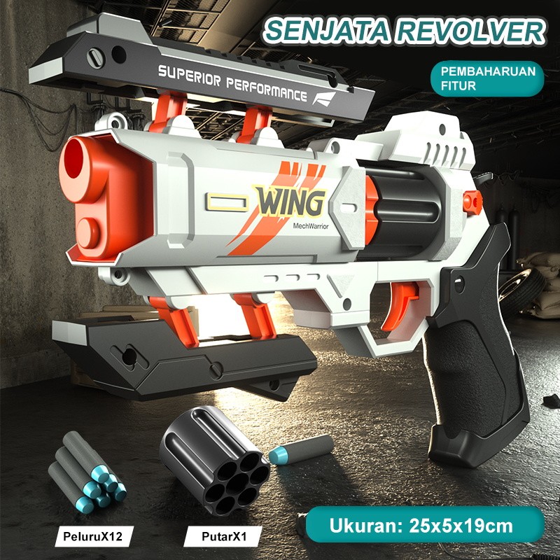 Jual Pistol Mainan Revolver Peluru Lembut EVA Busa - Tembak 12 Meter ...