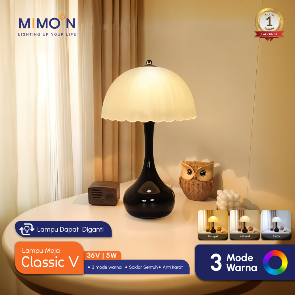 Jual MIMOON Lampu Meja Aesthetic Lampu LED 3 Warna Lampu Tidur Kamar ...