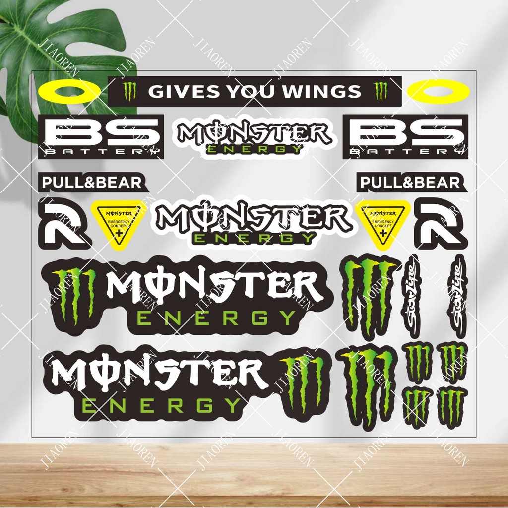 Jual Reflective Monster Energy Sticker Logo Motorcycle Helmet Decal Kit ...