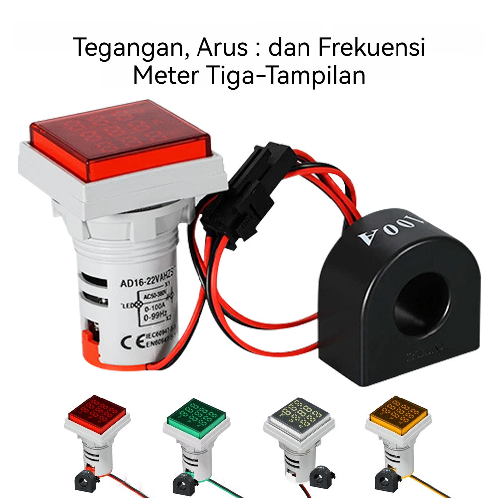Jual Square 3 in 1 Digital Volmeter+Amperemeter+HZ Pilot Lamp/Pilot ...