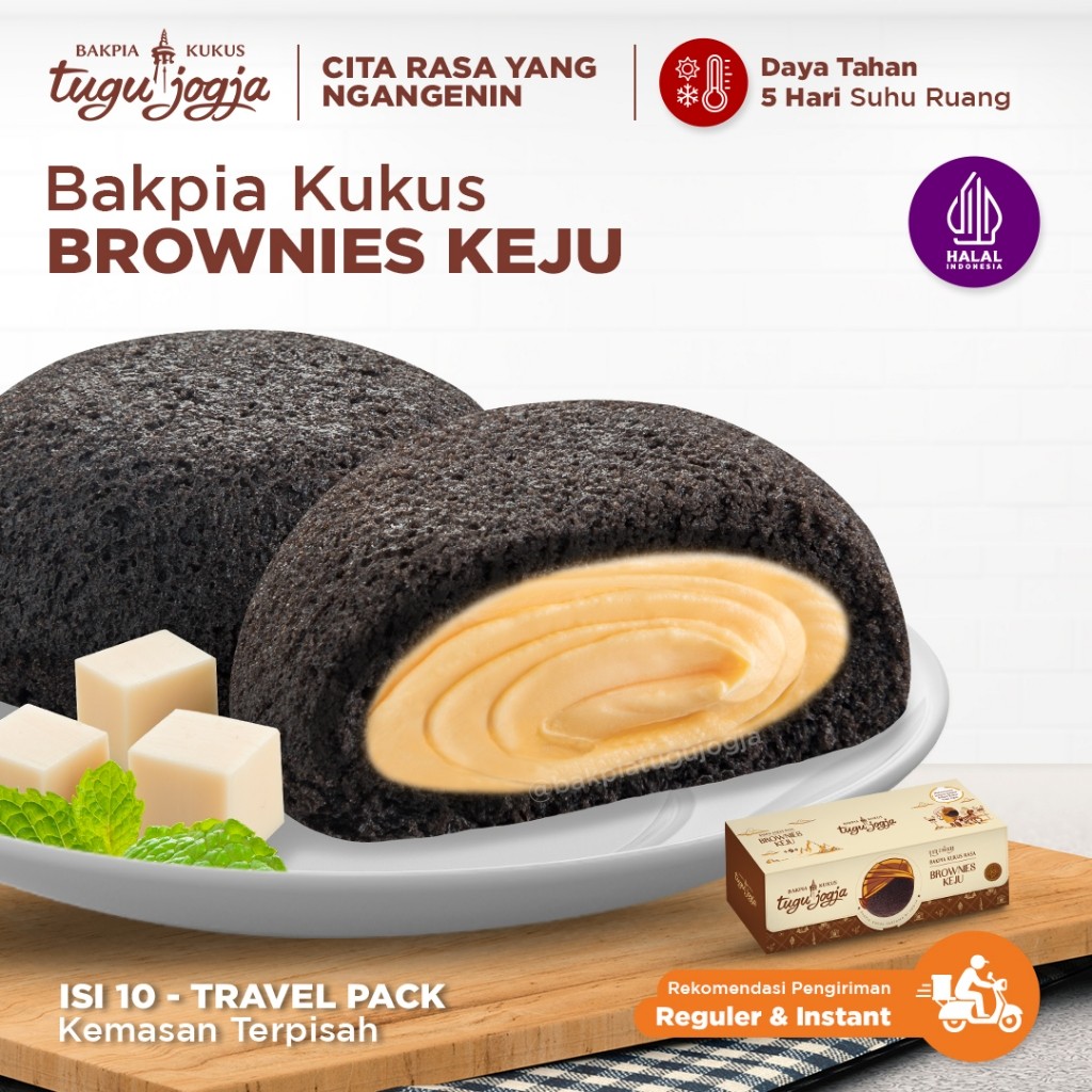 Jual Bakpia Kukus Tugu Jogja Rasa Brownies Keju Isi 10 Pcs - Travel