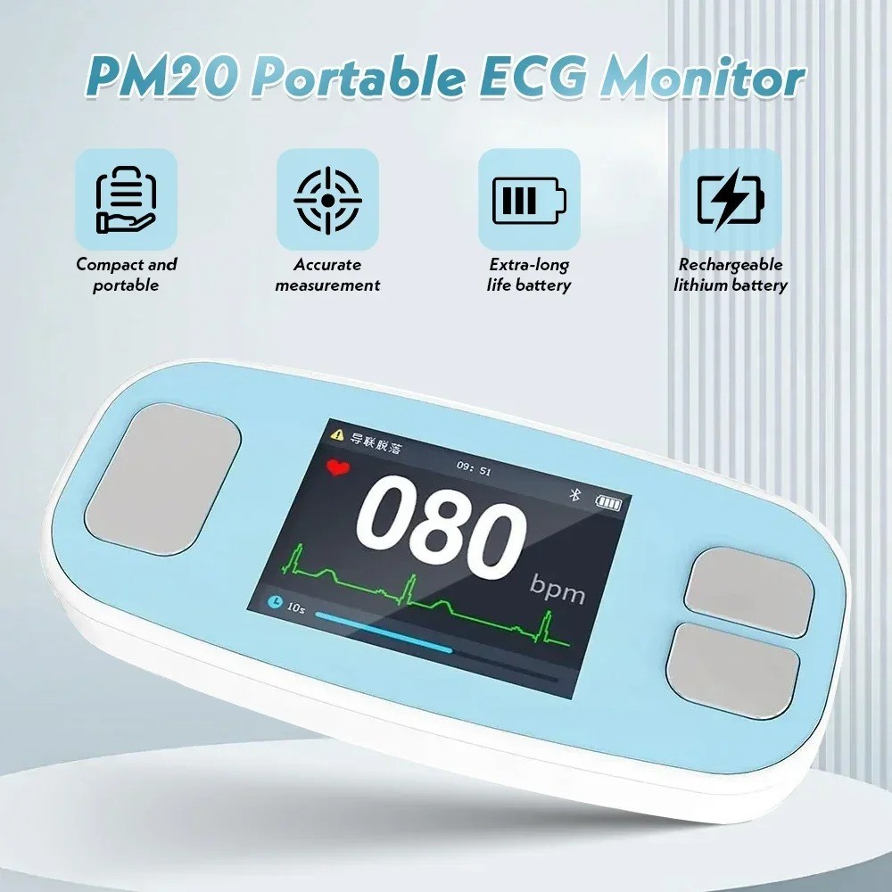 Jual Portable ECG PM20 Bluetooth App EKG Monitor 6 Lead Wireless gital ...