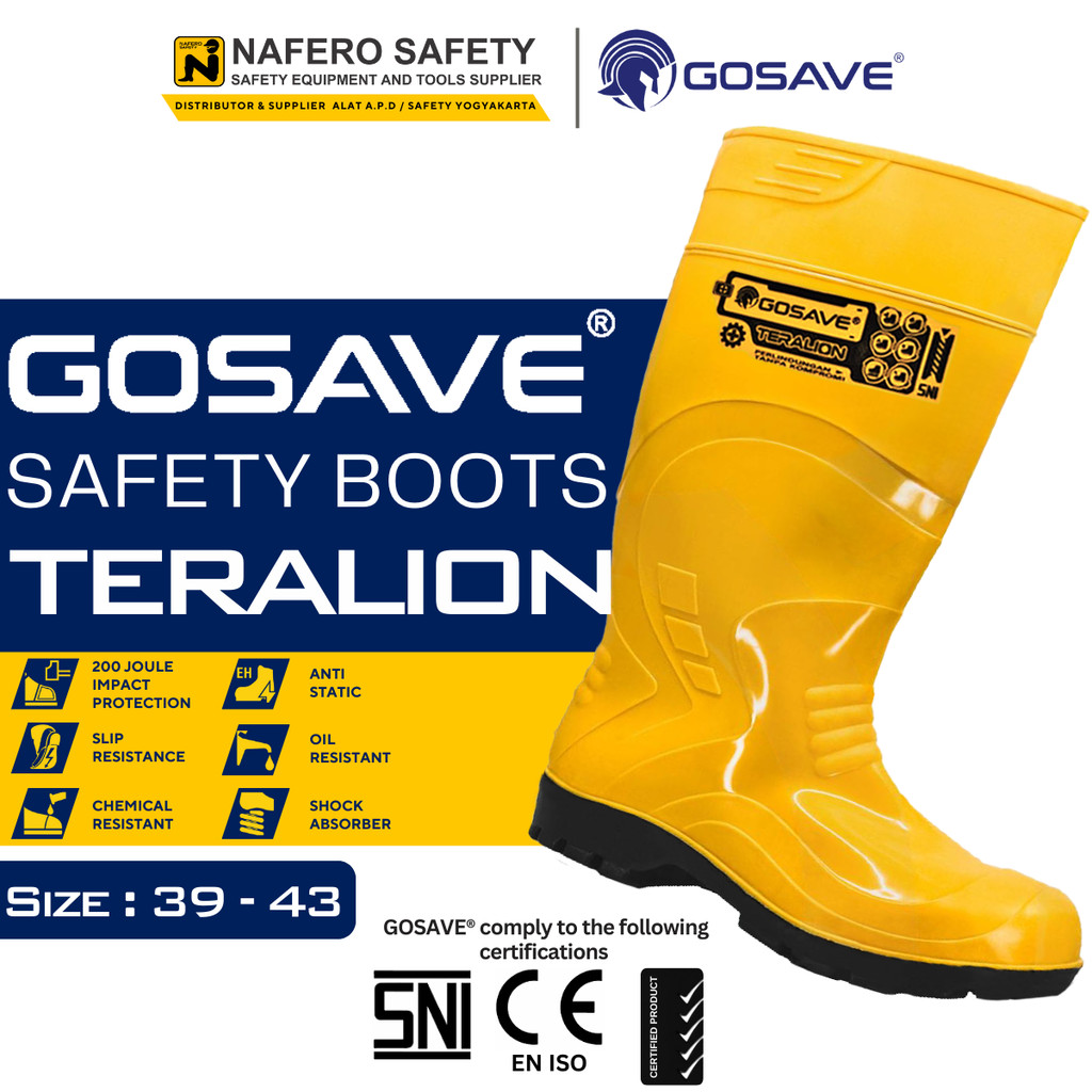 Jual Sepatu Boot Ujung Besi GOSAVE TERALION Safety Tinggi Proyek Steel ...