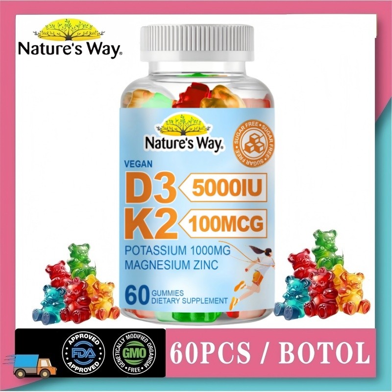 Jual Nature's Way Vitamin D3 5000IU + K2 100mcg 60pcs Gummies ...