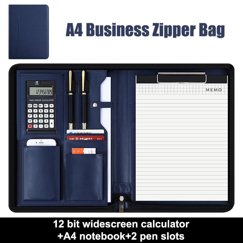 Jual A4/A5 Multifunctional PU Leather Portfolio For Document Organizer ...