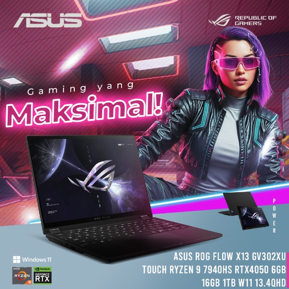 Jual ASUS ROG FLOW X13 GV302XU TOUCH RYZEN 9 7940HS RTX4050 6GB/ 16GB ...