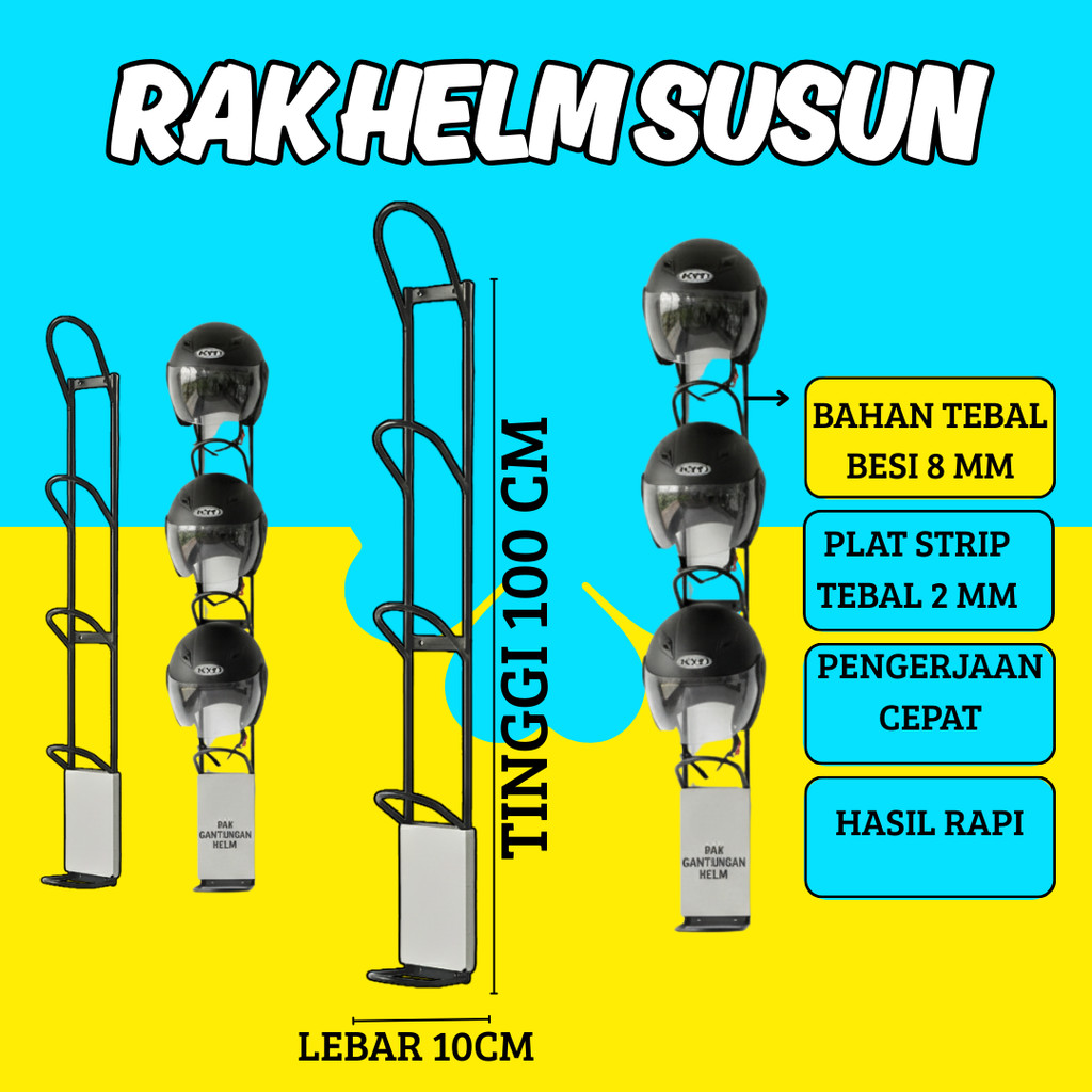 Jual RAK HELM GANTUNG BESI 5 SUSUN /RAK GANTUNGAN HELM KOKOH KUAT ...