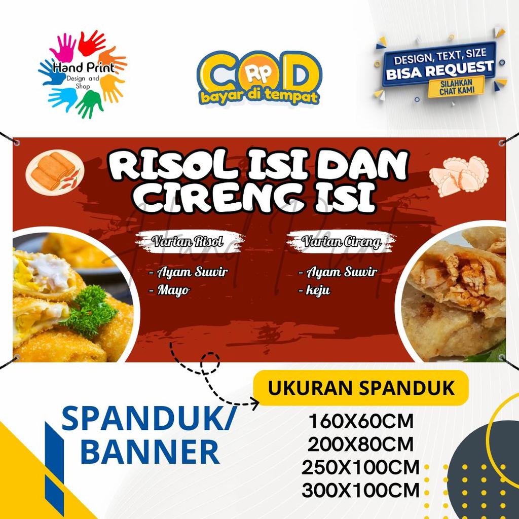 Jual Cetak Spanduk Banner Risol Isi Dan Cireng isi MMT Spanduk Custom ...
