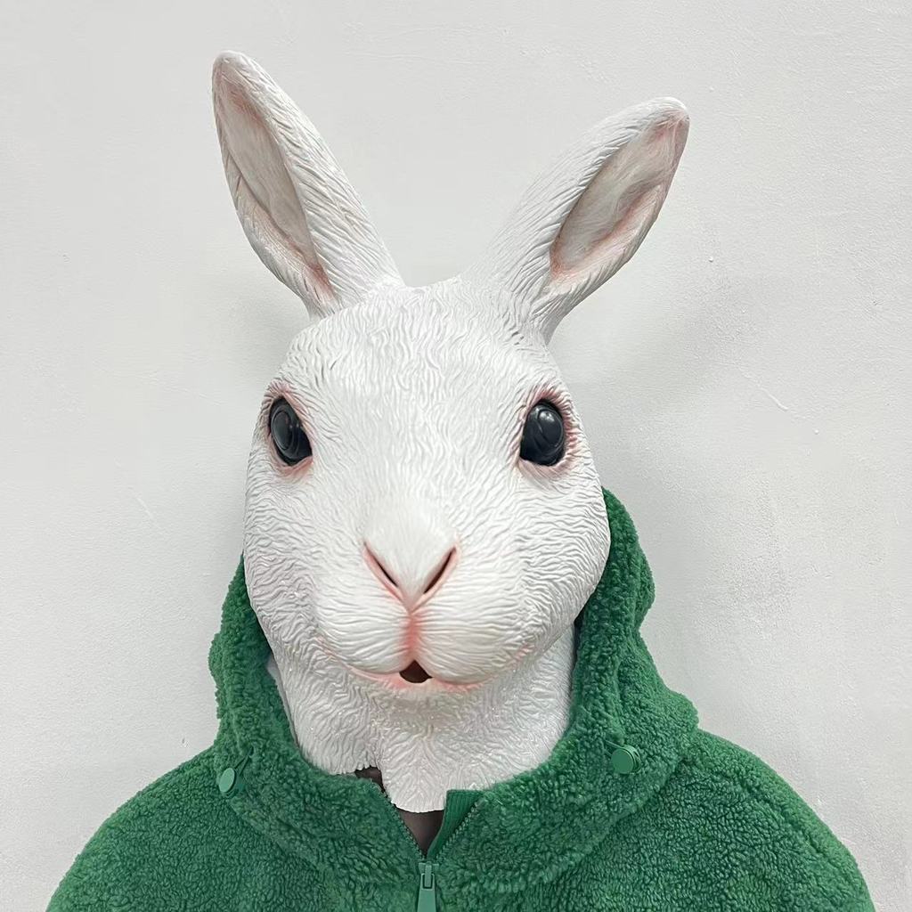 Jual New Halloween Latex Animal Mask Headgear White Rabbit Mask Easter ...