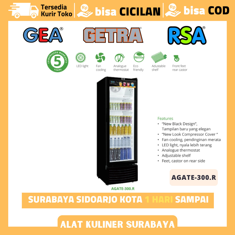 Jual Showcase Cooler RSA AGATE-300.R Kulkas Pendingin Minuman 5 Rak ...