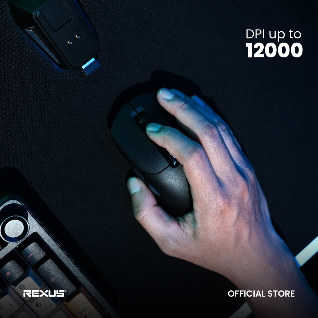 Rexus Shaga X RX130 Mouse Gaming Wireless Tri Mode Connection PAW3311 - Include Charging Dock (6)
