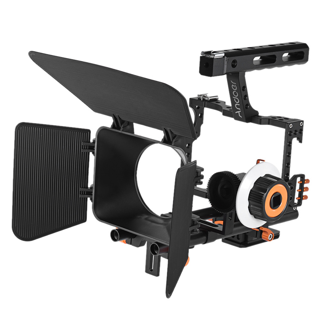 Andoer C500 Aluminum Alloy Camera Camcorder Video Cage Rig Kit Film Making System W Matte Box Follow Focus Handle 15mm Rod For Panasonic Gh4 Re