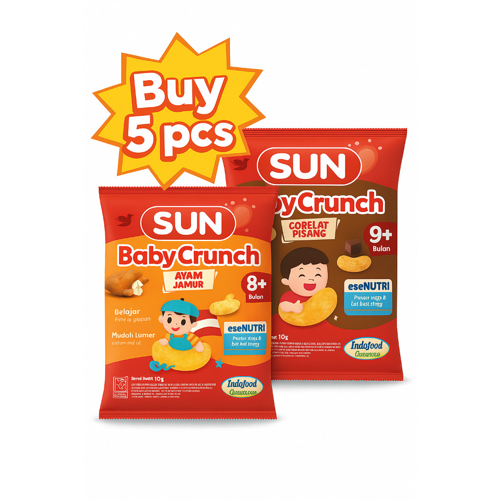 Jual SUN BABY CRUNCH ISI 5 PACK SNACK BAYI AYAM JAMUR COKELAT PISANG ...