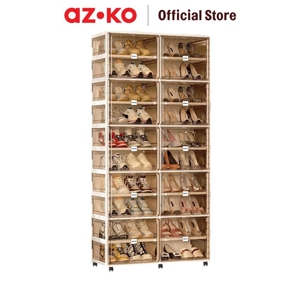 Jual AZKO Stora Lemari Sepatu Lipat Double Dengan Roda Transparan ...
