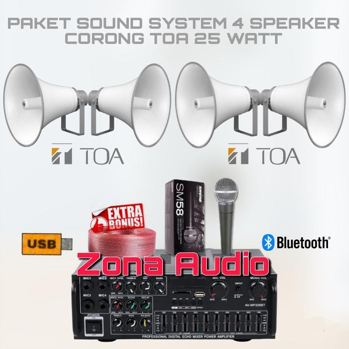Jual PAKET SOUND SYSTEM TOA MASJID MUSHOLA 4 SPEAKER CORONG TOA 25 WATT ...