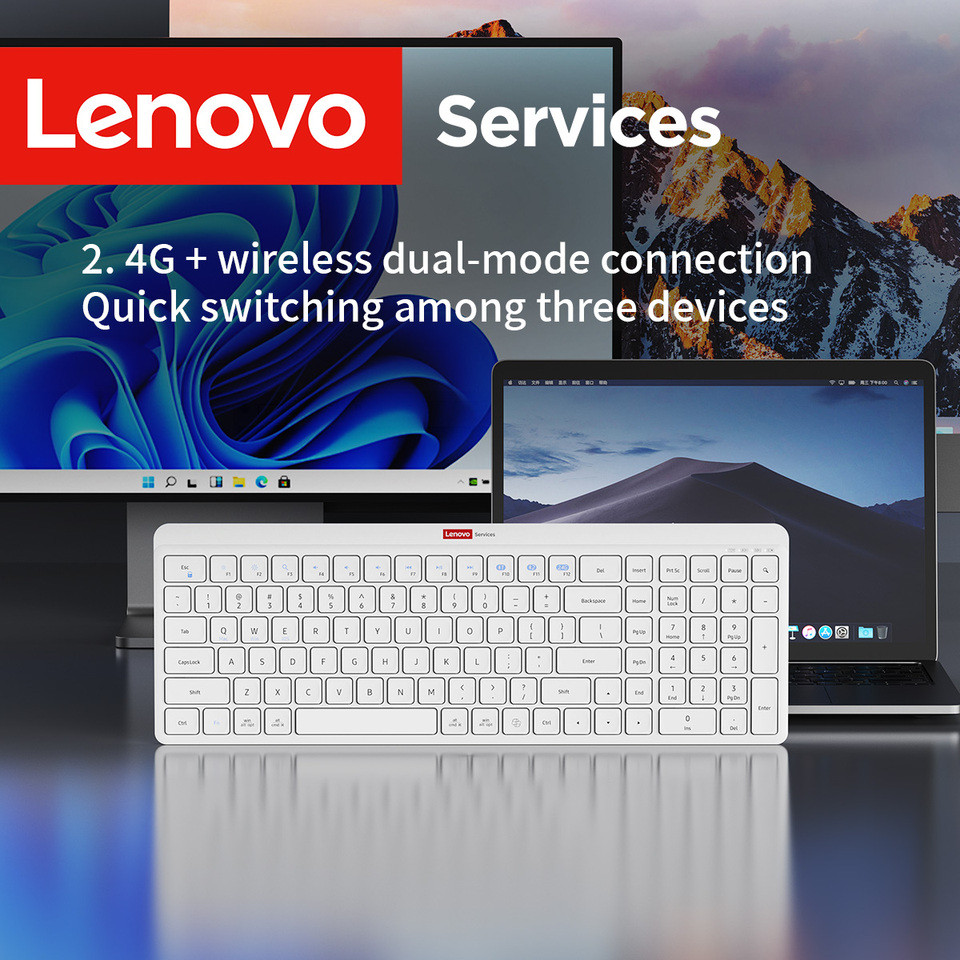 Jual Lenovo K290 Wireless Keyboard, Light Business Keyboard, Dual-Mode ...