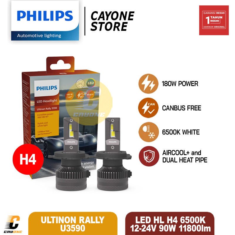 Jual PHILIPS Bohlam Lampu Ultinon Rally 3590 HL LED H4 H19 12V 24V 90W ...