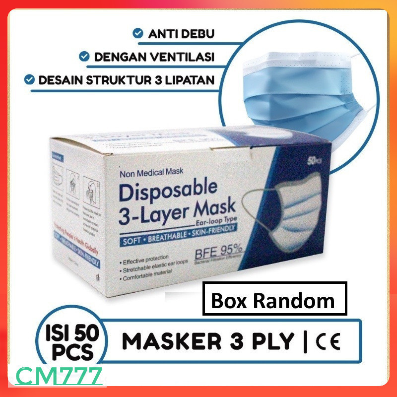 Jual Masker Earloop 3ply Biru 50 pcs | Shopee Indonesia