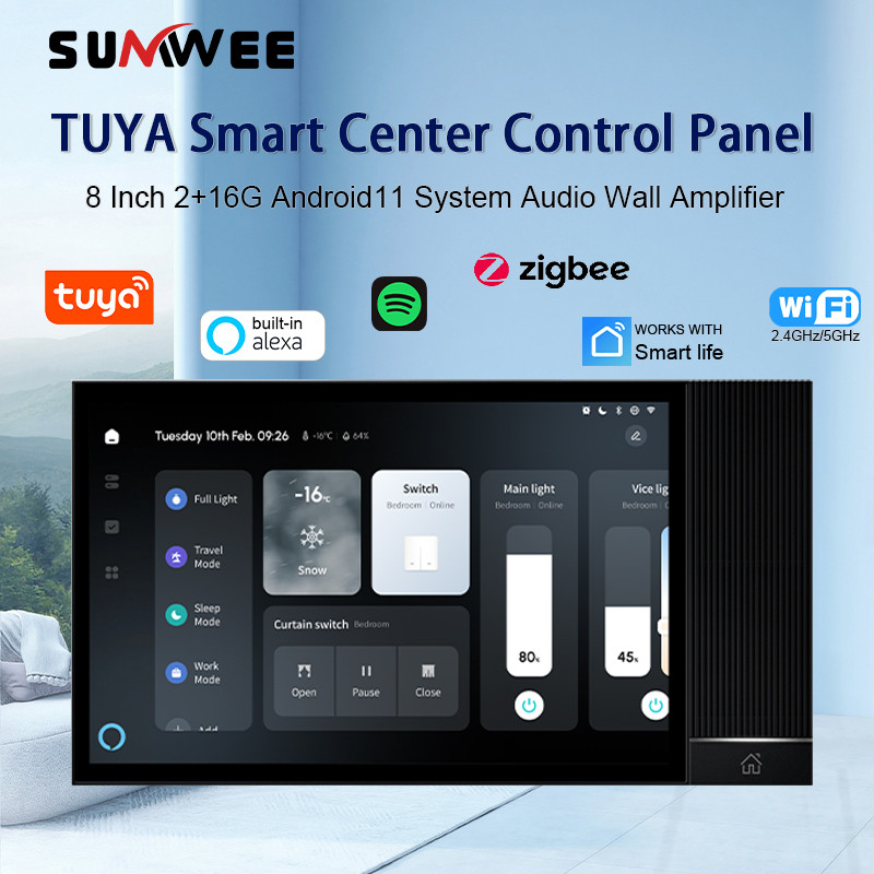Jual TUYA Smart Home Control Panel auo in wall amplifier multifunction ...